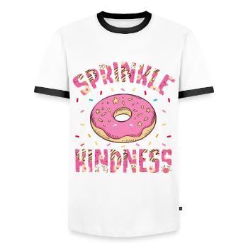 Saupoudrer la convivialité mangeur de beignets - T-shirt contrasté Homme - blanc/noir - Devant - AI Model Female 172 light (172cm) & AI Model Male 178 dark (178cm)