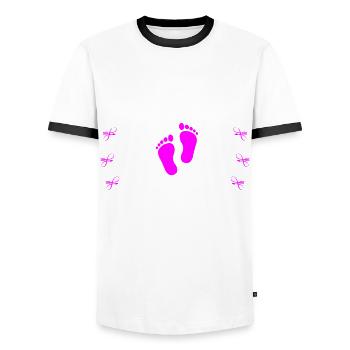 doula, midwife, birth, birth, pregnancy - Men's Ringer Shirt - white/black - Front - AI Model Female 172 light (172cm) & AI Model Male 178 dark (178cm)