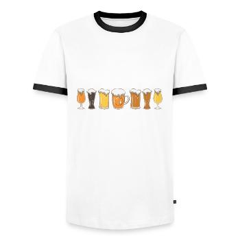 Économiste Profession Économie Professeur d’économie - T-shirt contrasté Homme - blanc/noir - Devant - AI Model Female 172 light (172cm) & AI Model Male 178 dark (178cm)