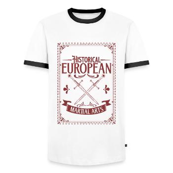 Épéiste - HEMA - T-shirt contrasté Homme - blanc/noir - Devant - AI Model Female 172 light (172cm) & AI Model Male 178 dark (178cm)