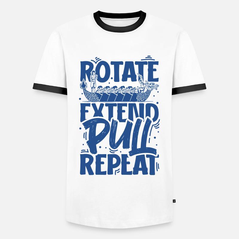 Rotate Extend Pull Repeat - Drachenboot - Männer Kontrast-T-Shirt - Weiß/Schwarz