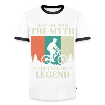 Dad, the man, the myth, the cycling legend, biker - Men's Ringer Shirt - white/black - Front - AI Model Female 172 light (172cm) & AI Model Male 178 dark (178cm)