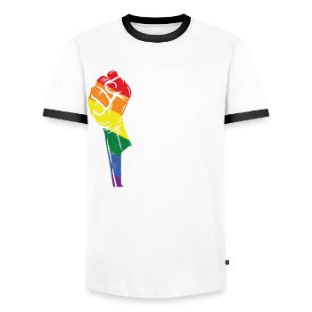 Pride Gay Sexual Diversity Gay Pride - Men's Ringer Shirt - white/black - Front - AI Model Female 172 light (172cm) & AI Model Male 178 dark (178cm)