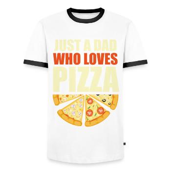 Just a dad who makes Father's Day for pizza lovers - Men's Ringer Shirt - white/black - Front - AI Model Female 172 light (172cm) & AI Model Male 178 dark (178cm)