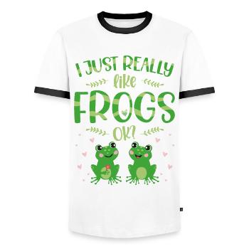 Ich Mag Einfach Frösche, Amphibien, Frösche, - Männer Kontrast-T-Shirt - Weiß/Schwarz - Vorne - AI Model Female 172 light (172cm) & AI Model Male 178 dark (178cm)