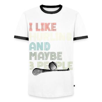 Irish hurling hurling team Ireland plays - Men's Ringer Shirt - white/black - Front - AI Model Female 172 light (172cm) & AI Model Male 178 dark (178cm)