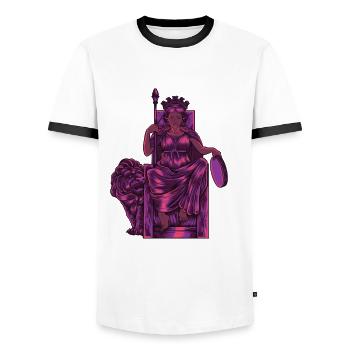 Déesse phrygienne - Cybèle - T-shirt contrasté Homme - blanc/noir - Devant - AI Model Female 172 light (172cm) & AI Model Male 178 dark (178cm)