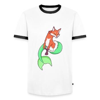 La Sirène Renard - T-shirt contrasté Homme - blanc/noir - Devant - AI Model Female 172 light (172cm) & AI Model Male 178 dark (178cm)