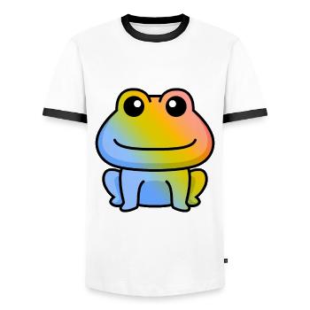 Frog Comic Animal - Men's Ringer Shirt - white/black - Front - AI Model Female 172 light (172cm) & AI Model Male 178 dark (178cm)