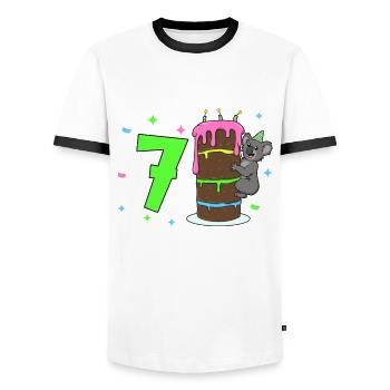 With Koala - Children's Birthday 7 Years - Men's Ringer Shirt - white/black - Front - AI Model Female 172 light (172cm) & AI Model Male 178 dark (178cm)