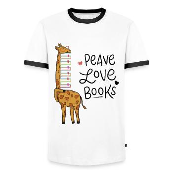 Reading Books Book Giraffe - Men's Ringer Shirt - white/black - Front - AI Model Female 172 light (172cm) & AI Model Male 178 dark (178cm)