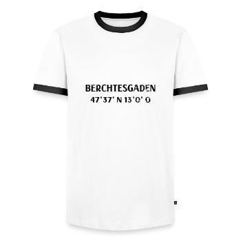 Berchtesgaden coordonne la randonnée - T-shirt contrasté Homme - blanc/noir - Devant - AI Model Female 172 light (172cm) & AI Model Male 178 dark (178cm)