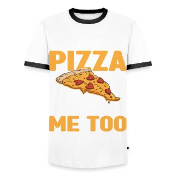 Ob Pizza Auch An Mich Denkt Pizza-Food-Liebhaber - Männer Kontrast-T-Shirt - Weiß/Schwarz - Vorne - AI Model Female 172 light (172cm) & AI Model Male 178 dark (178cm)