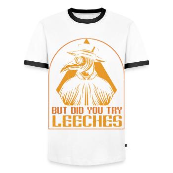 Plague Doctor Medieval Doctor Doctor Doctor - Men's Ringer Shirt - white/black - Front - AI Model Female 172 light (172cm) & AI Model Male 178 dark (178cm)