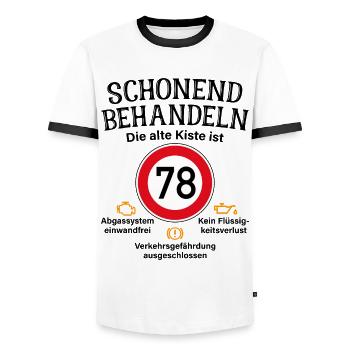 78. Geburtstag Schonend Behandeln 78 Alte Kiste 78 - Männer Kontrast-T-Shirt - Weiß/Schwarz - Vorne - AI Model Female 172 light (172cm) & AI Model Male 178 dark (178cm)