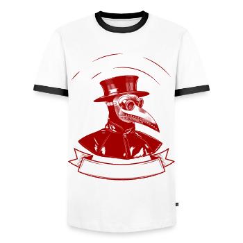 Plague Doctor Medieval Doctor Doctor Doctor - Men's Ringer Shirt - white/black - Front - AI Model Female 172 light (172cm) & AI Model Male 178 dark (178cm)