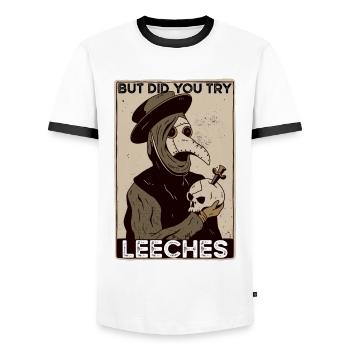 Plague Doctor Medieval Doctor Doctor Doctor - Men's Ringer Shirt - white/black - Front - AI Model Female 172 light (172cm) & AI Model Male 178 dark (178cm)