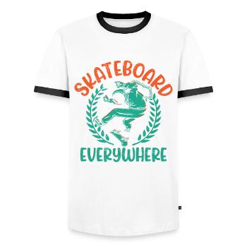 Skateboarding Skater Boy Skateboard Extreme Sports - Men's Ringer Shirt - white/black - Front - AI Model Female 172 light (172cm) & AI Model Male 178 dark (178cm)