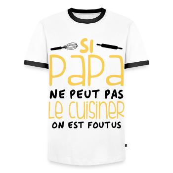 Si Papa Ne Peut Pas Le Cuisiner - T-shirt contrasté Homme - blanc/noir - Devant - AI Model Female 172 light (172cm) & AI Model Male 178 dark (178cm)