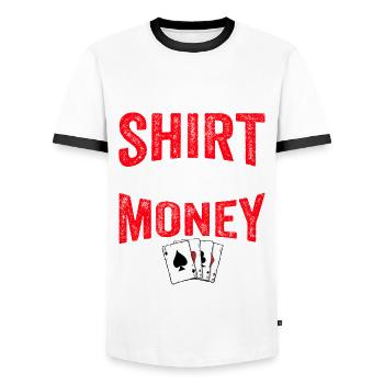 Shirt Mit Deinem Geld Gekauft Pokerspieler - Männer Kontrast-T-Shirt - Weiß/Schwarz - Vorne - AI Model Female 172 light (172cm) & AI Model Male 178 dark (178cm)