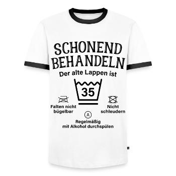 35. Geburtstag Schonend Behandeln Alte Lappen 35 - Männer Kontrast-T-Shirt - Weiß/Schwarz - Vorne - AI Model Female 172 light (172cm) & AI Model Male 178 dark (178cm)