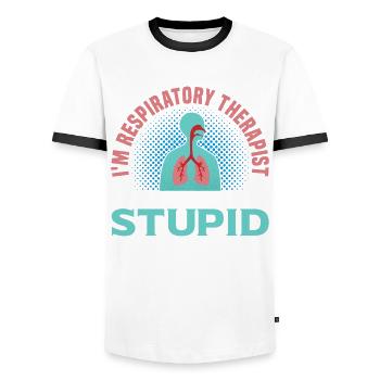 Respiratory Therapists Respiratory Therapist Occupational Therapists - Men's Ringer Shirt - white/black - Front - AI Model Female 172 light (172cm) & AI Model Male 178 dark (178cm)