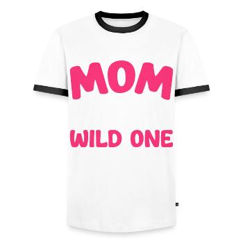 Mutter Der Wilden Einen 1. Geburtstag Frauen - Männer Kontrast-T-Shirt - Weiß/Schwarz - Vorne - AI Model Female 172 light (172cm) & AI Model Male 178 dark (178cm)