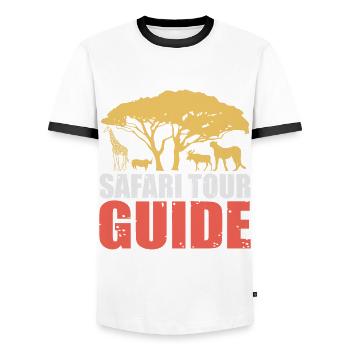 Safari Wildlife Africa the Big 5 Zoology - Men's Ringer Shirt - white/black - Front - AI Model Female 172 light (172cm) & AI Model Male 178 dark (178cm)