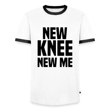 Knie Operation Neues Knie Gelenk - Männer Kontrast-T-Shirt - Weiß/Schwarz - Vorne - AI Model Female 172 light (172cm) & AI Model Male 178 dark (178cm)