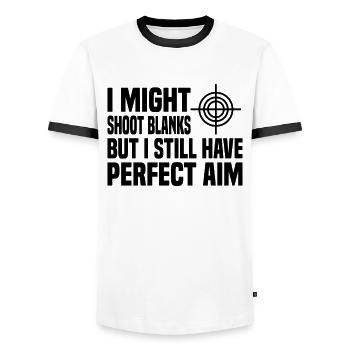 Vasectomie Chirurgie du bébé - T-shirt contrasté Homme - blanc/noir - Devant - AI Model Female 172 light (172cm) & AI Model Male 178 dark (178cm)