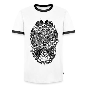 Mythologie nordique Fenrir Fenris loup Vikings - T-shirt contrasté Homme - blanc/noir - Devant - AI Model Female 172 light (172cm) & AI Model Male 178 dark (178cm)