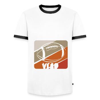 Fußball Nächstes Jahr Wird Unser Jahr - Männer Kontrast-T-Shirt - Weiß/Schwarz - Vorne - AI Model Female 172 light (172cm) & AI Model Male 178 dark (178cm)