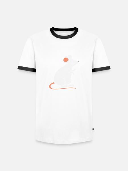 Rat Solo Zittende Witte Rat Houdt van Rat - Mannen contrastshirt - wit/zwart
