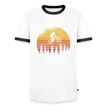 VTT Retro Sunset VTT - T-shirt contrasté Homme - blanc/noir - Devant - AI Model Female 172 light (172cm) & AI Model Male 178 dark (178cm)