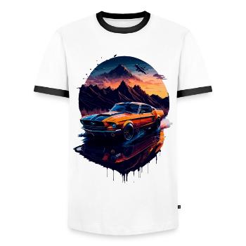 Voiture de sport classique - T-shirt contrasté Homme - blanc/noir - Devant - AI Model Female 172 light (172cm) & AI Model Male 178 dark (178cm)