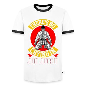 Jiu-Jitsu Jiu-Jitsu brésilien Arts martiaux - T-shirt contrasté Homme - blanc/noir - Devant - AI Model Female 172 light (172cm) & AI Model Male 178 dark (178cm)