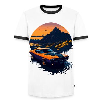 Voiture de sport classique - T-shirt contrasté Homme - blanc/noir - Devant - AI Model Female 172 light (172cm) & AI Model Male 178 dark (178cm)