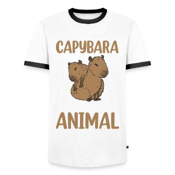 Capybara rodent capybara capybara - Men's Ringer Shirt - white/black - Front - AI Model Female 172 light (172cm) & AI Model Male 178 dark (178cm)