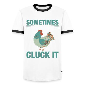Rooster Chicken Farmer Farmers Farmers - Men's Ringer Shirt - white/black - Front - AI Model Female 172 light (172cm) & AI Model Male 178 dark (178cm)