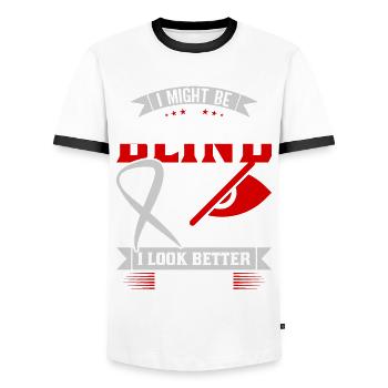 Blindness consciousness Blind by law - Men's Ringer Shirt - white/black - Front - AI Model Female 172 light (172cm) & AI Model Male 178 dark (178cm)