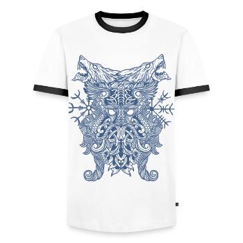 Odin Thor Wikingerkompass Vegvisir Runen Wölfe - Männer Kontrast-T-Shirt - Weiß/Schwarz - Vorne - AI Model Female 172 light (172cm) & AI Model Male 178 dark (178cm)
