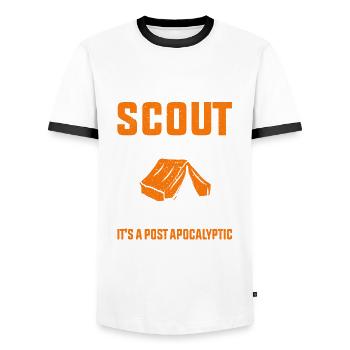 Être scout n’est pas un cadeau scout de loisir - T-shirt contrasté Homme - blanc/noir - Devant - AI Model Female 172 light (172cm) & AI Model Male 178 dark (178cm)