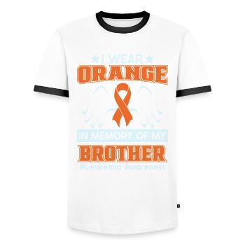 Leukemia Awareness Month Leukemia Survivor - Men's Ringer Shirt - white/black - Front - AI Model Female 172 light (172cm) & AI Model Male 178 dark (178cm)