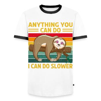 Sloth Sleep Saying - Men's Ringer Shirt - white/black - Front - AI Model Female 172 light (172cm) & AI Model Male 178 dark (178cm)