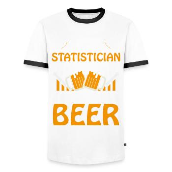 This statistician needs a beer job statistic - Men's Ringer Shirt - white/black - Front - AI Model Female 172 light (172cm) & AI Model Male 178 dark (178cm)