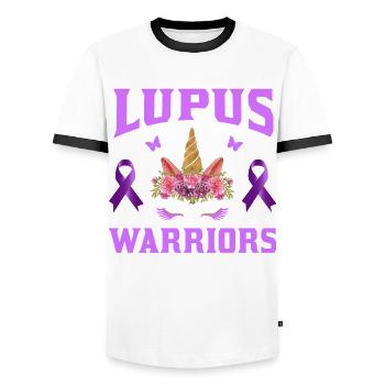 Lupus Bewusstseins Monat - Männer Kontrast-T-Shirt - Weiß/Schwarz - Vorne - AI Model Female 172 light (172cm) & AI Model Male 178 dark (178cm)