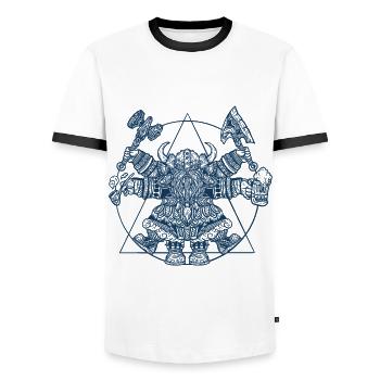 Wikinger Zwerg - Vitruvianischer Da Vinci Stil - Männer Kontrast-T-Shirt - Weiß/Schwarz - Vorne - AI Model Female 172 light (172cm) & AI Model Male 178 dark (178cm)