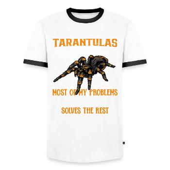 Tarantula Tarantula Tarantula Pet - Men's Ringer Shirt - white/black - Front - AI Model Female 172 light (172cm) & AI Model Male 178 dark (178cm)