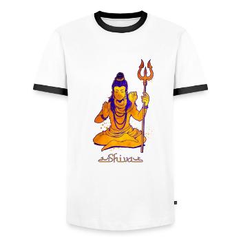 Dieu hindou - Shiva - T-shirt contrasté Homme - blanc/noir - Devant - AI Model Female 172 light (172cm) & AI Model Male 178 dark (178cm)
