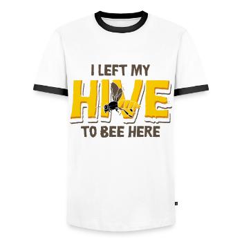 Bees I Left My Hive To Bee Here Bees Honey Bee - Men's Ringer Shirt - white/black - Front - AI Model Female 172 light (172cm) & AI Model Male 178 dark (178cm)